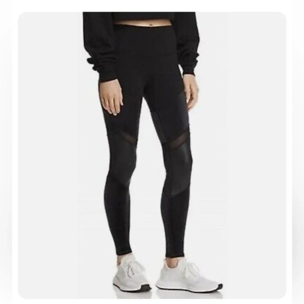 Alo Yoga Sheila Mesh Panels Leggings Athletic Gym Moto in Black S